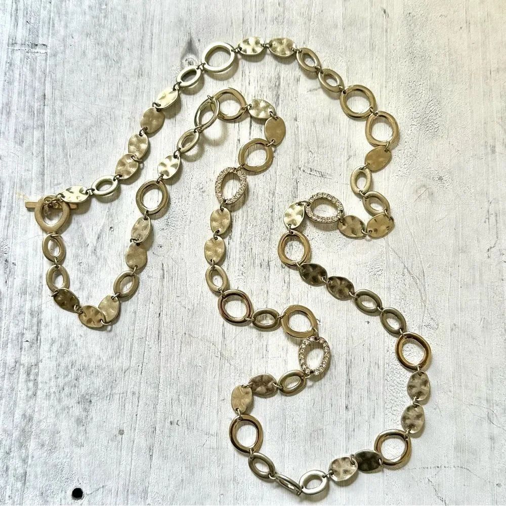 Premier Designs gold tone rhinestone long necklace